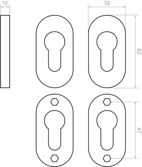 Szyld do zamka PSG 63.453 owalny, 62 x 32mm, nierdzewny