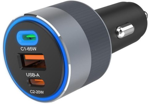 ŁADOWARKA SAMOCHODOWA Forcell F-Energy Alu 85 W 2x USB-C 1x USB-A PD 3.0 QC 4.0 SZARA