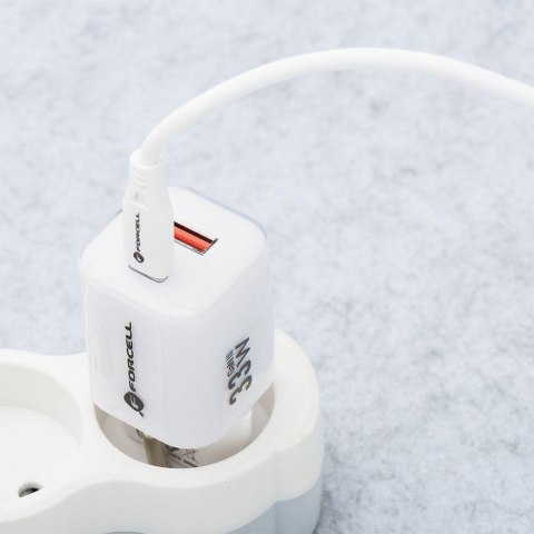 ŁADOWARKA SIECIOWA Forcell F-Energy GaN III VT-41 33 W 1x USB-C 1x USB-A PD 3.0 QC 4.0 BIAŁA