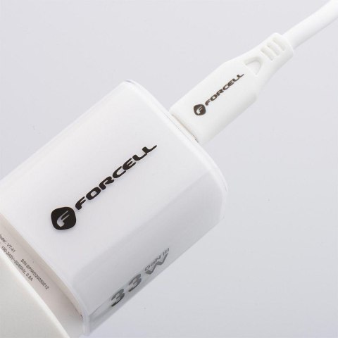 ŁADOWARKA SIECIOWA Forcell F-Energy GaN III VT-41 33 W 1x USB-C 1x USB-A PD 3.0 QC 4.0 BIAŁA