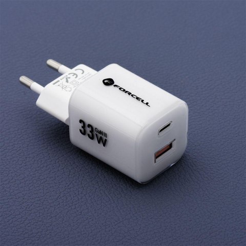 ŁADOWARKA SIECIOWA Forcell F-Energy GaN III VT-41 33 W 1x USB-C 1x USB-A PD 3.0 QC 4.0 BIAŁA