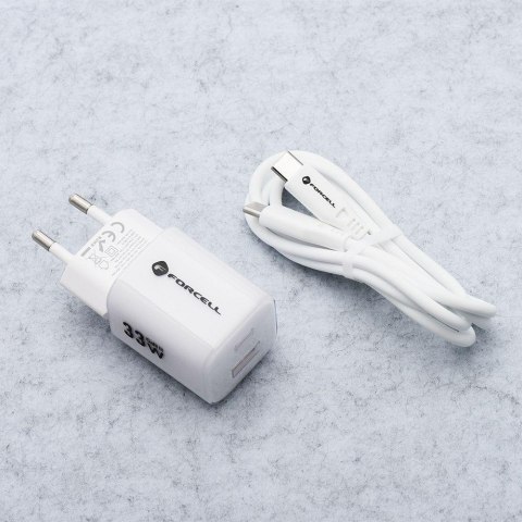 ŁADOWARKA SIECIOWA Forcell F-Energy GaN III VT-41 33 W 1x USB-C 1x USB-A PD 3.0 QC 4.0 BIAŁA