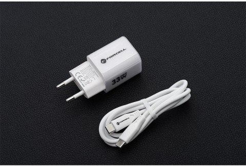 ŁADOWARKA SIECIOWA Forcell F-Energy GaN III VT-41 33 W 1x USB-C 1x USB-A PD 3.0 QC 4.0 BIAŁA