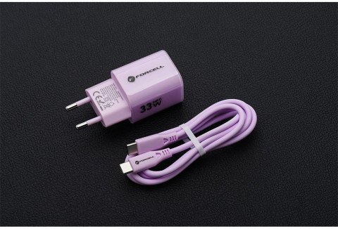 ŁADOWARKA SIECIOWA Forcell F-Energy GaN III VT-41 33 W 1x USB-C 1x USB-A PD 3.0 QC 4.0 FIOLETOWA
