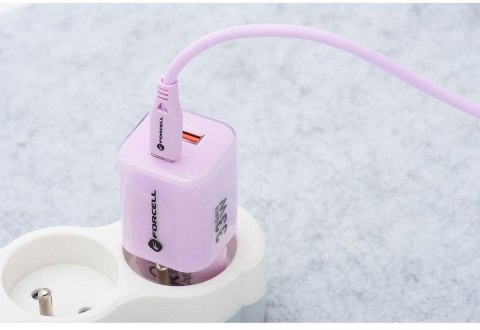 ŁADOWARKA SIECIOWA Forcell F-Energy GaN III VT-41 33 W 1x USB-C 1x USB-A PD 3.0 QC 4.0 FIOLETOWA
