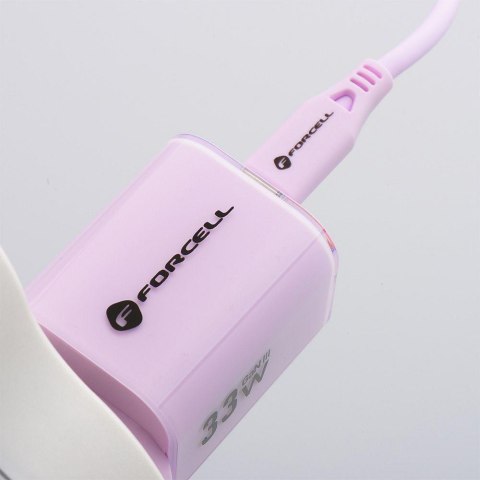 ŁADOWARKA SIECIOWA Forcell F-Energy GaN III VT-41 33 W 1x USB-C 1x USB-A PD 3.0 QC 4.0 FIOLETOWA