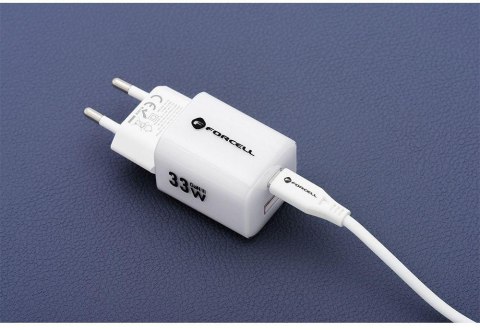 ŁADOWARKA SIECIOWA Forcell F-Energy GaN III VT-41 33 W 1x USB-C 1x USB-A PD 3.0 QC 4.0 FIOLETOWA