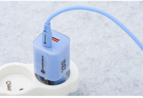 ŁADOWARKA SIECIOWA Forcell F-Energy GaN III VT-41 33 W 1x USB-C 1x USB-A PD 3.0 QC 4.0 NIEBIESKA