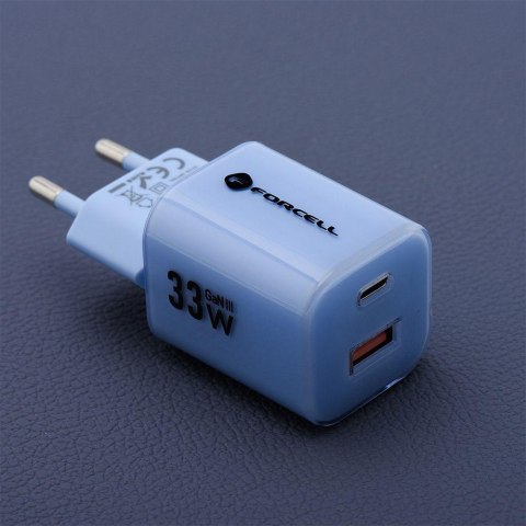 ŁADOWARKA SIECIOWA Forcell F-Energy GaN III VT-41 33 W 1x USB-C 1x USB-A PD 3.0 QC 4.0 NIEBIESKA