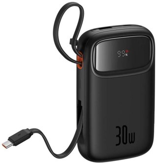 Powerbank Baseus QPow 2 10000mAh 30W z 2 wbudowanymi kablami USB-C - czarny