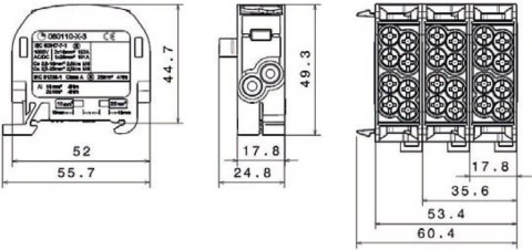 Blok rozdzielczy odgałęźny SCB 25 Al/Cu 80110 SIMBLOCK, brązowy 81501015